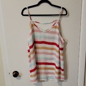 NWT Maurices Striped Pink Red Blue Tan And White Sleeveless Camisole